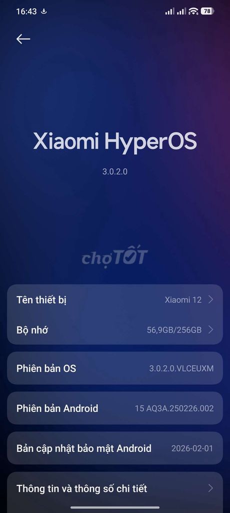 Xiaomi 12 8GB/256GB. Mua bán Điện thoại tại Thị xã Phú Mỹ Bà Rịa - Vũng Tàu được đăng bởi Lê Phú Tỷ hình 1