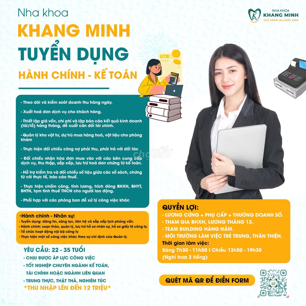 Tuyển hành chính kế toán nha khoa Khang Minh