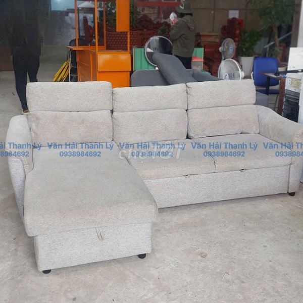 Ghế sofa giường vải xám chữ L. Mua bán Bàn ghế tại Quận 1 Tp Hồ Chí Minh được đăng bởi Văn Hải Thanh Lý  hình 1