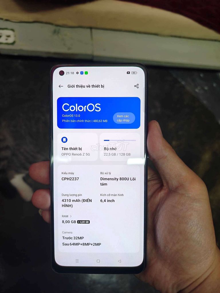 Oppo Reno 6Z 5G. Mua bán Điện thoại tại Thành phố Đà Lạt Lâm Đồng được đăng bởi Nguyễn Quang Huy hình 1