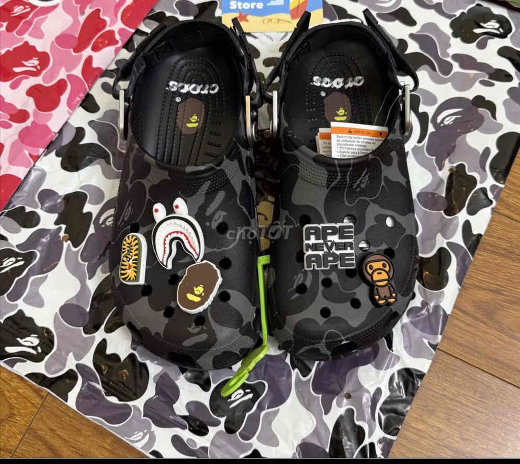 Dép Bape Unisex Đen size 43/44. Mua bán Giày dép tại Huyện Đức Hòa Long An được đăng bởi Mỹ ái hình 1