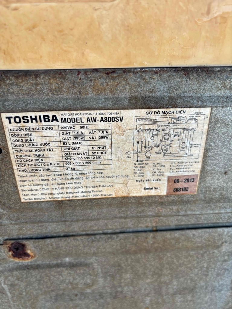 Máy giặt Toshiba AW-A800SV 7kg Giặt sấy Vàng kem. Mua bán Máy giặt tại Quận Tân Bình Tp Hồ Chí Minh được đăng bởi Hải Lê hình 1