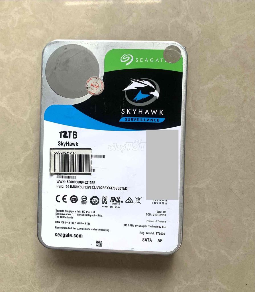 Ổ cứng HDD Seagate SkyHawk 12TB sk100%. Mua bán Linh kiện (RAM, Card...) tại Quận Tân Phú Tp Hồ Chí Minh được đăng bởi Nguyễn Phong hình 1