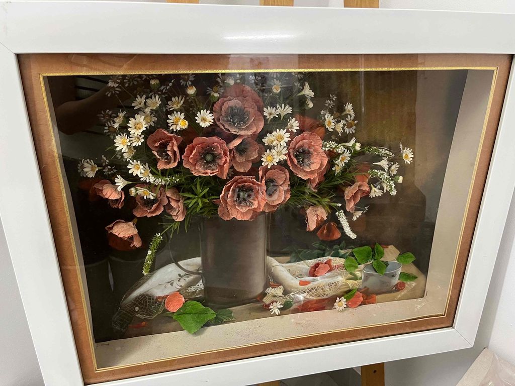 Tranh 3D Hoa vải Hoa khung Trắng 69x54cm. Mua bán Cây cảnh, đồ trang trí tại Quận Tân Phú Tp Hồ Chí Minh được đăng bởi Linh hình 1