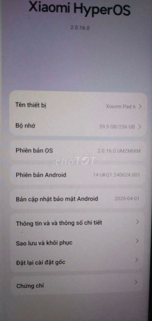 Xiaomi Pad 6 8GB/256GB. Mua bán Máy tính bảng tại Quận Tân Phú Tp Hồ Chí Minh được đăng bởi NGUYỄN VĂN THẮNG hình 1