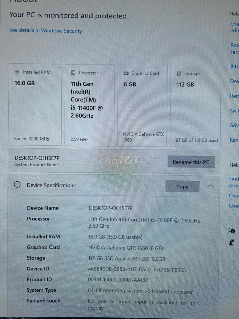 Máy tính để bàn i5-11400F 16GB/112GB 24 inch. Mua bán Máy tính để bàn tại Huyện Thăng Bình Quảng Nam được đăng bởi Nguyen van Nam hình 1
