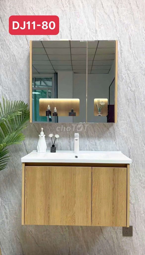 Tủ lavabo D11-80 Nhựa PVC Vân gỗ 80cm. Mua bán Thiết bị vệ sinh, nhà tắm tại Quận Liên Chiểu Đà Nẵng được đăng bởi BINHMINH HOUSE hình 1