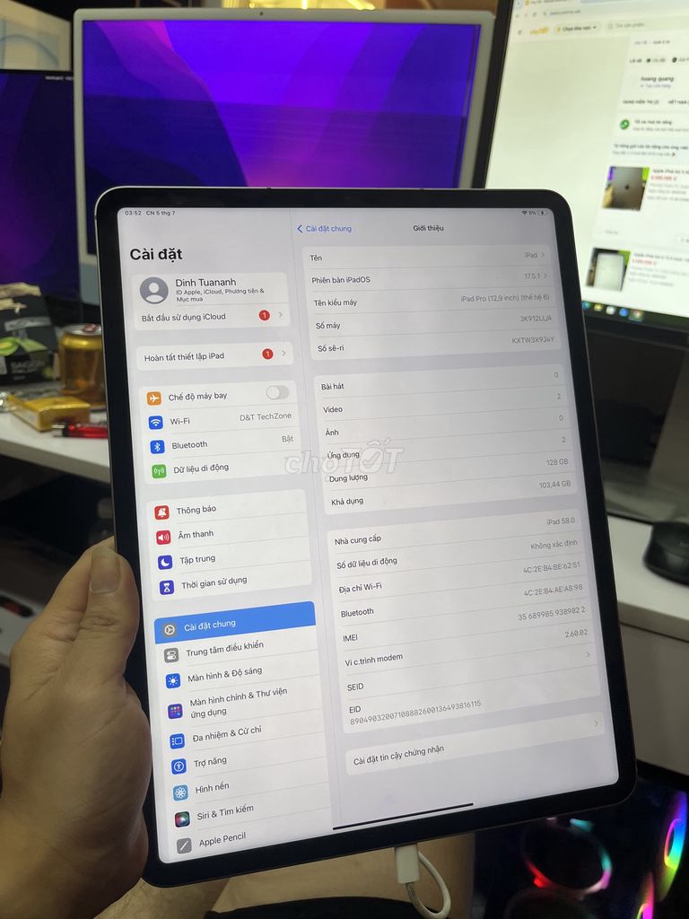 Apple iPad Pro M2 12.9 inch 5G 128GB . Mua bán Máy tính bảng tại Quận Hoàng Mai Hà Nội được đăng bởi hoang quang hình 1