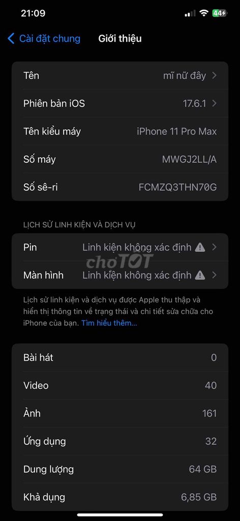 Apple iPhone 11 Pro Max 64GB. Mua bán Điện thoại tại Quận Bắc Từ Liêm Hà Nội được đăng bởi Cơ Khí Văn Quyết hình 1