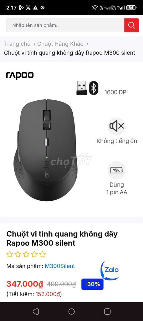 Chuột Rapoo M300 Silent Đen. Mua bán Phụ kiện (Màn hình, Chuột...) tại Quận 10 Tp Hồ Chí Minh được đăng bởi Dũng Lê Quốc hình 1