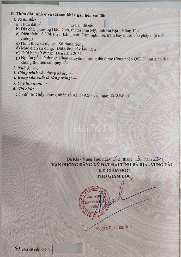 CHÍNH CHỦ BÁN GẤP VƯỜN ĐIỀU PHƯỜNG HẮC DỊCH. Mua bán Đất tại Thị xã Phú Mỹ Bà Rịa - Vũng Tàu được đăng bởi Nguyễn Đình Khiêm hình 3
