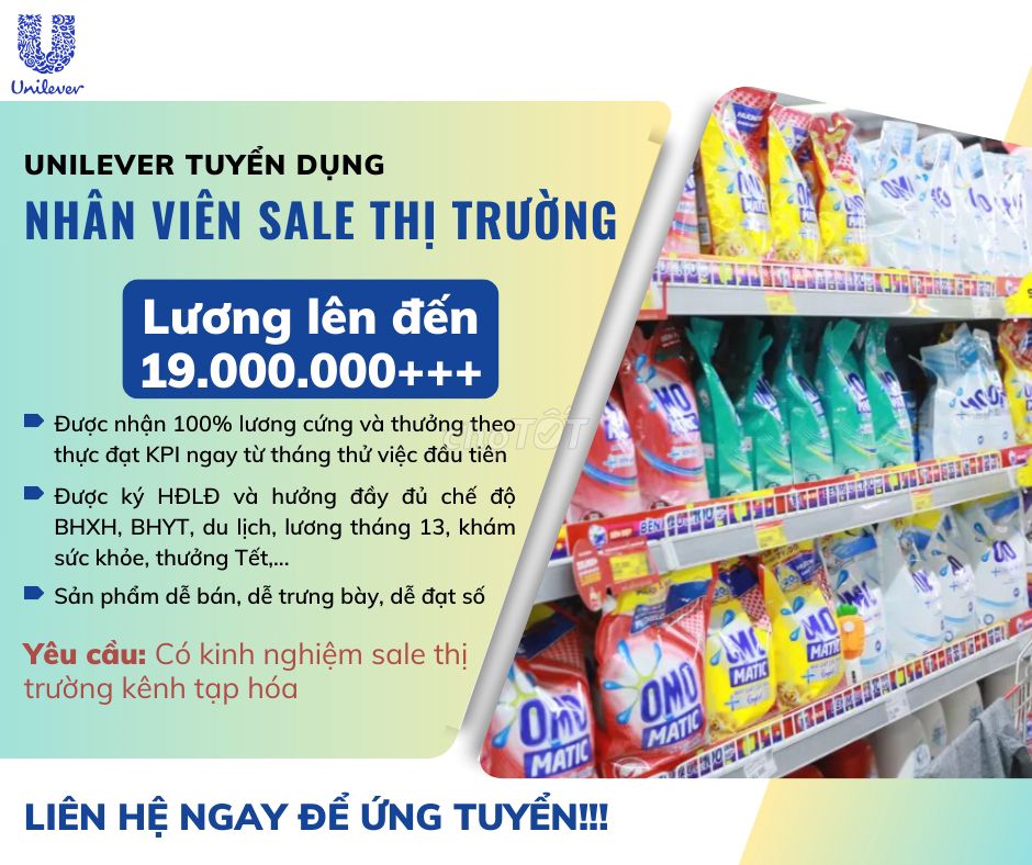 NHÂN VIÊN SALE THỊ TRƯỜNG UNILEVER TÂN AN LONG AN