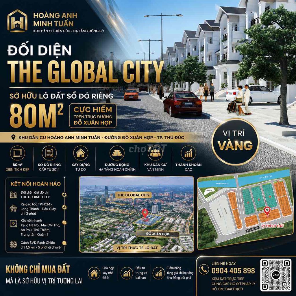 Đất nền 80m2, Đỗ Xuân Hợp , giá bán sập sàn, lợi ích ngập tràn