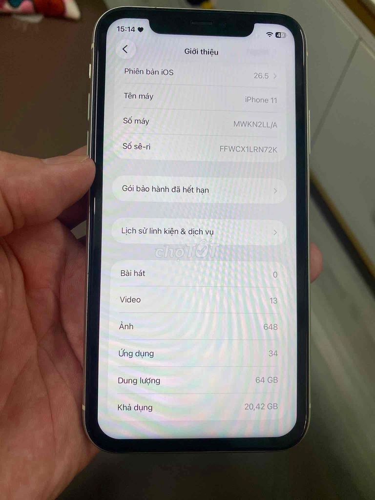 Apple iPhone 11 64GB Trắng zin pin thay. Mua bán Điện thoại tại Thành phố Buôn Ma Thuột Đắk Lắk được đăng bởi Trường GianG hình 1
