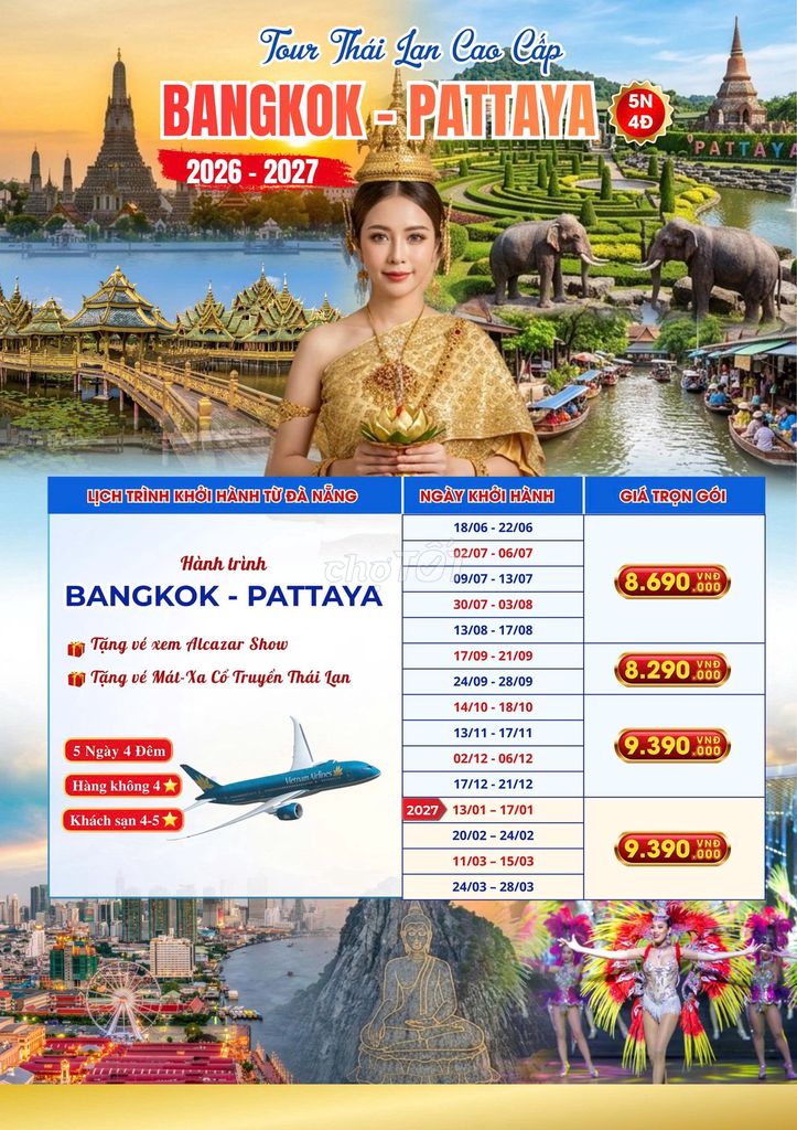 Tour Thái Lan 5N4Đ Đà Nẵng Bangkok Pattaya. Du lịch tại Quận Hải Châu Đà Nẵng được đăng bởi Thu Hoài hình 1