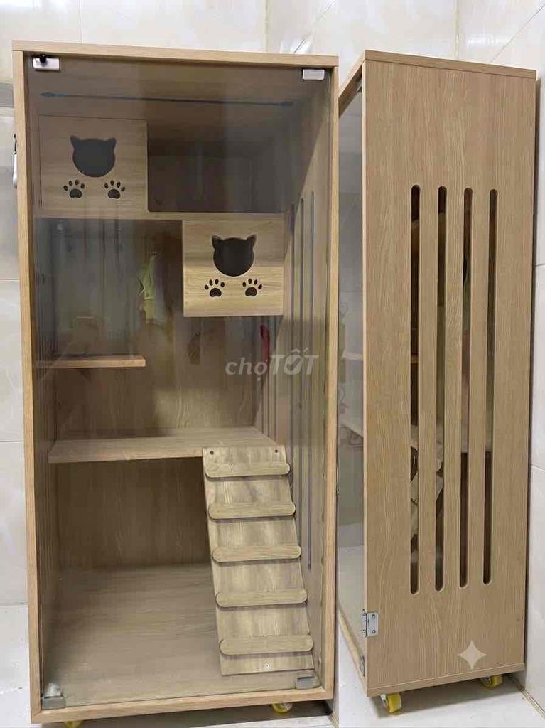 Chuồng mèo Gỗ Vàng gỗ 60x60x120cm đã sử dụng. Mua bán Phụ kiện, Thức ăn, Dịch vụ tại Quận Bình Thạnh Tp Hồ Chí Minh được đăng bởi Duy Khánh hình 1