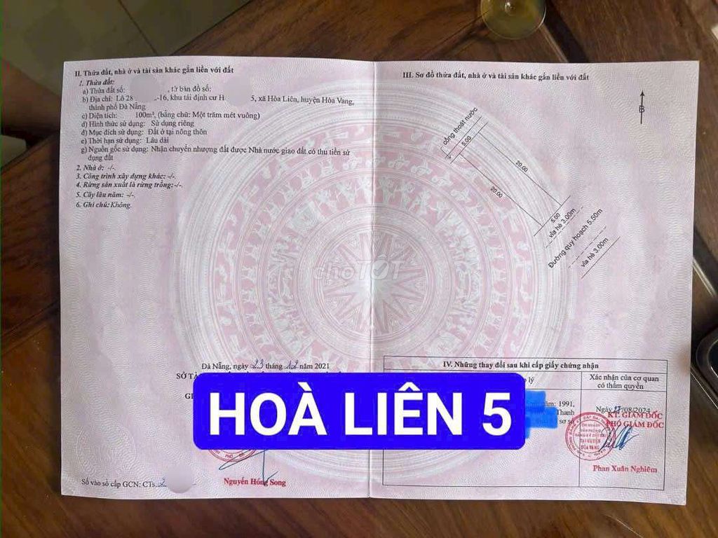 ĐẤT MT đường 5m5 Hoà Liên 5, Hoà Liên, Hoà Vang, Đà Nẵng