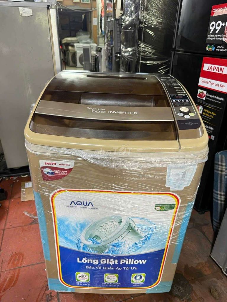 Máy giặt Sanyo 9kg Inverter Vàng kem. Mua bán Máy giặt tại Quận 7 Tp Hồ Chí Minh được đăng bởi Điện Lạnh Giá Tốt  hình 1