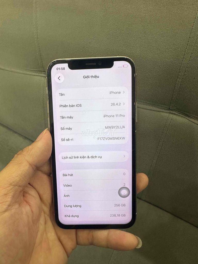 Apple iPhone 11 Pro 256GB Trắng Đã thay màn, pin. Mua bán Điện thoại tại Quận Đống Đa Hà Nội được đăng bởi Ng Hoang Anh hình 1
