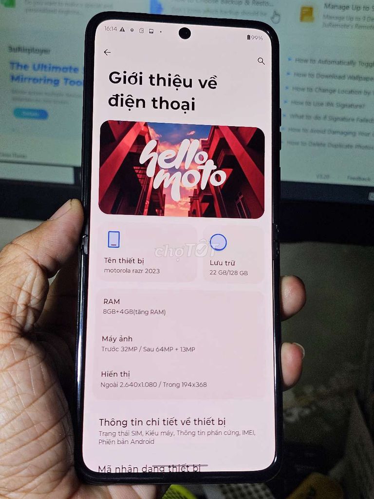 Motorola Razr 2023 8GB/128GB zin toàn bộ . Mua bán Điện thoại tại Quận 8 Tp Hồ Chí Minh được đăng bởi Thiên Hòa mobile  hình 1