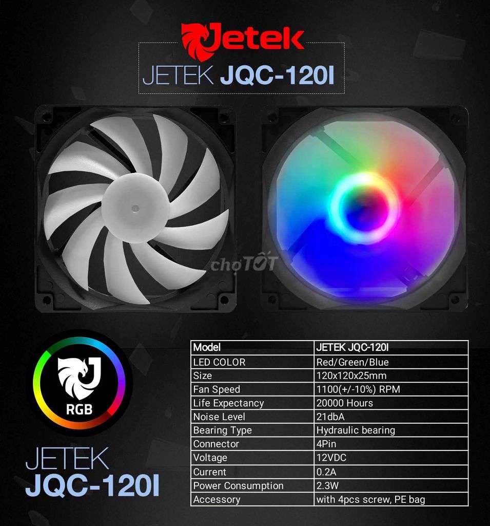 30 cái Fan Case Jetek 12cm JQC-120I RGB