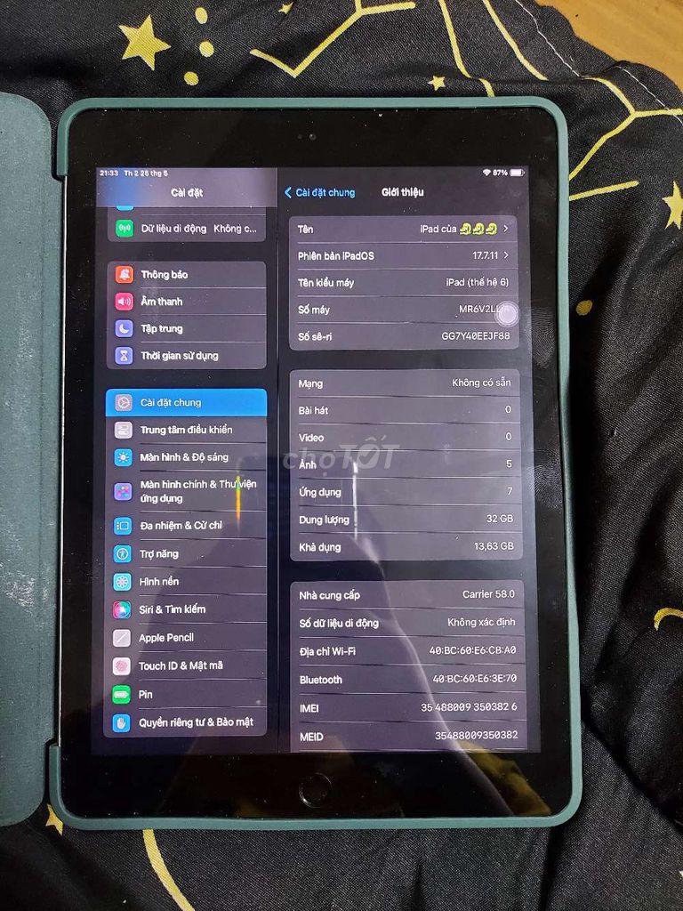 Apple iPad thế hệ 6 32GB Đen. Mua bán Máy tính bảng tại Huyện Thống Nhất Đồng Nai được đăng bởi nxt hình 1