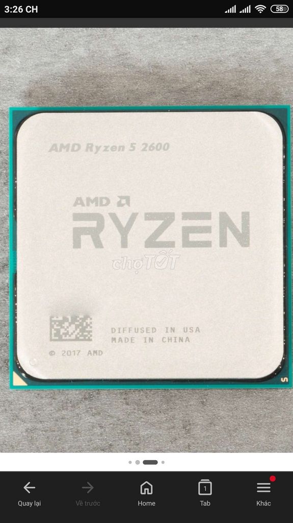 CPU AMD Ryzen 5 2600. Mua bán Linh kiện (RAM, Card...) tại Quận Thanh Xuân Hà Nội được đăng bởi duythanh hình 1