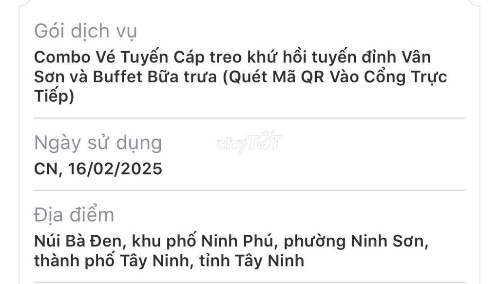 Pass 2 vé cáp núi bà đen đỉnh - buffe