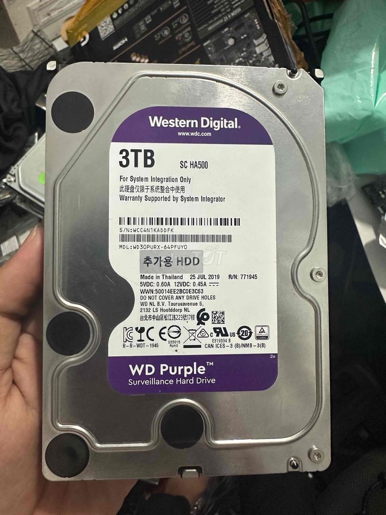 Ổ cứng HDD Western Digital WD Purple 3TB Tím. Mua bán Linh kiện (RAM, Card...) tại Thành phố Thủ Đức Tp Hồ Chí Minh được đăng bởi Trịnh Văn Thuận hình 1