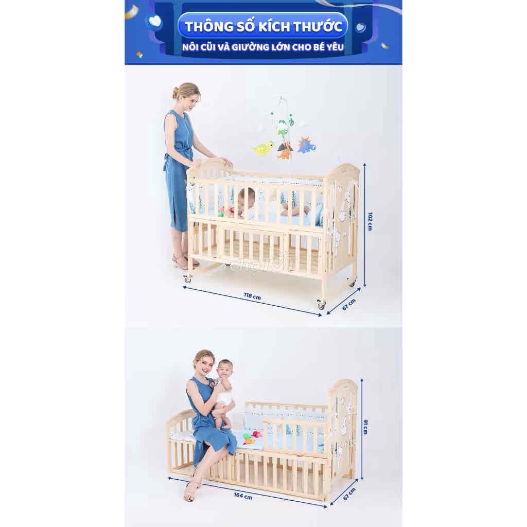 Cũi trẻ em gỗ màu gỗ tự nhiên. Mua bán Mẹ và bé tại Quận Thanh Xuân Hà Nội được đăng bởi Cao Hồng Vân hình 1