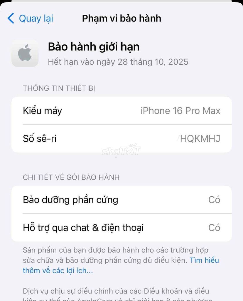 iPhone 16 Pro Max 512GB : pin 100, cbh dài