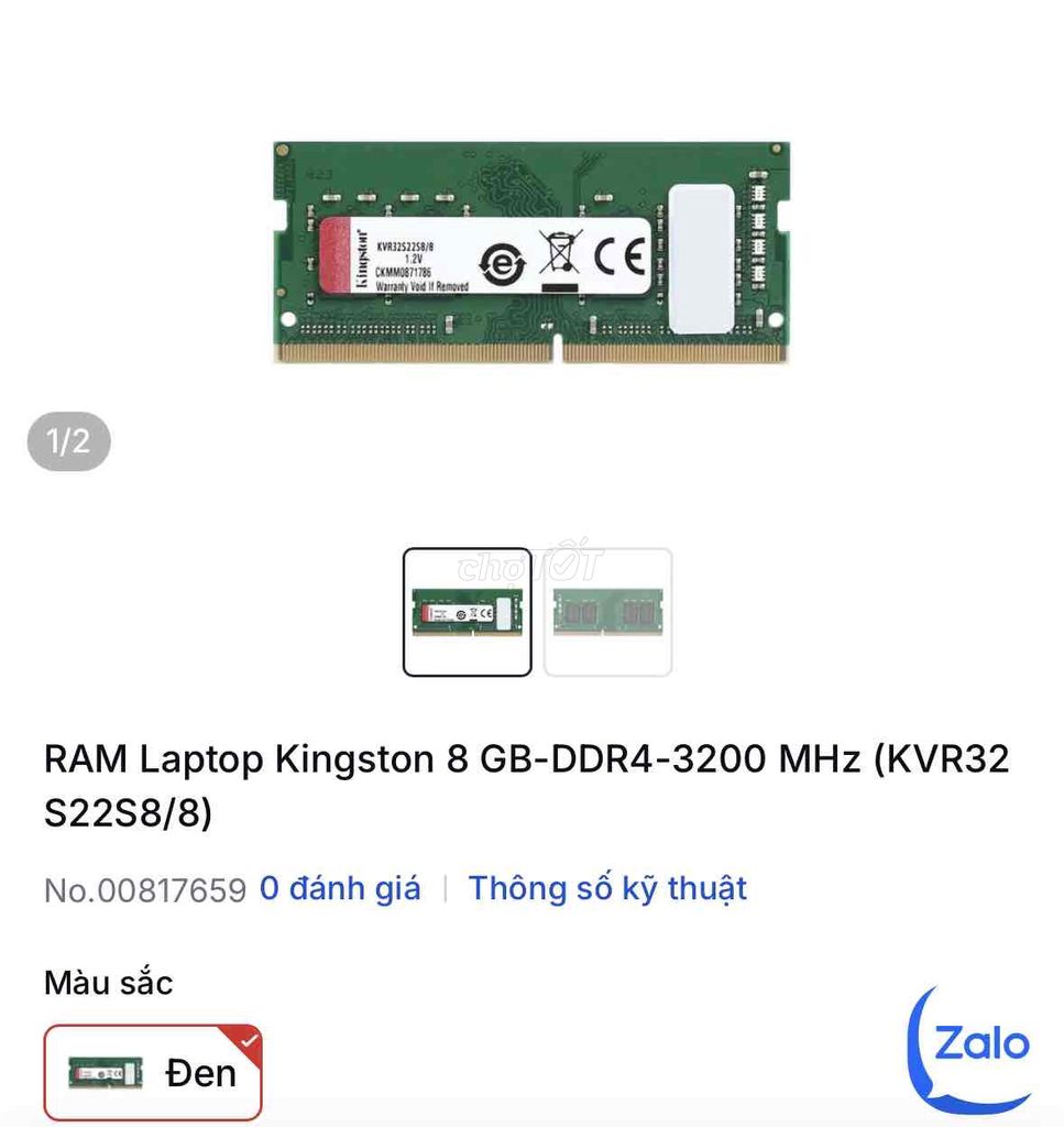 RAM Kingston 8GB DDR4 3200MHz. Mua bán Linh kiện (RAM, Card...) tại Quận 4 Tp Hồ Chí Minh được đăng bởi ĐĂNG hình 1