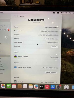 MBP 2018 i9, 32GB, SSD 1TB, 15 inch , Bypass full. Mua bán Laptop tại Quận Bình Thạnh Tp Hồ Chí Minh được đăng bởi Vương Đức Hùng