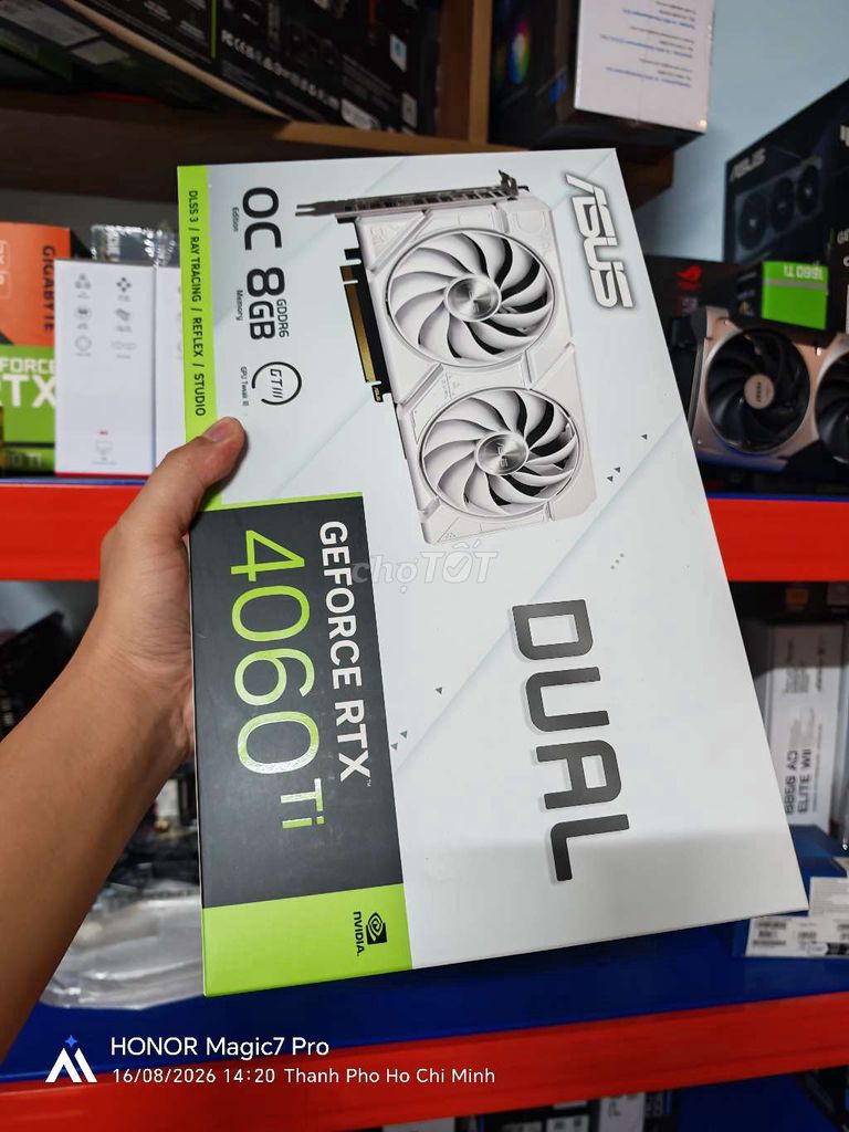 Card đồ họa Asus RTX 4060 Ti 8GB Trắng Mới. Mua bán Linh kiện (RAM, Card...) tại Quận Phú Nhuận Tp Hồ Chí Minh được đăng bởi Hoàng Đình Thắng hình 1