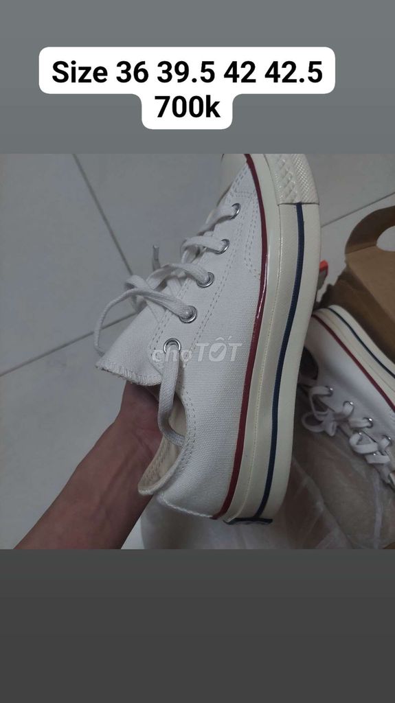 Giày converse 1970s vải trắng authentic new