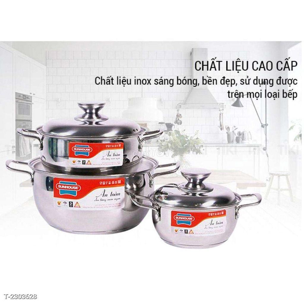 Bộ nồi Sunhouse SH335 Inox Bạc. Mua bán Dụng cụ nhà bếp tại Quận Hà Đông Hà Nội được đăng bởi Cường Huế hình 1