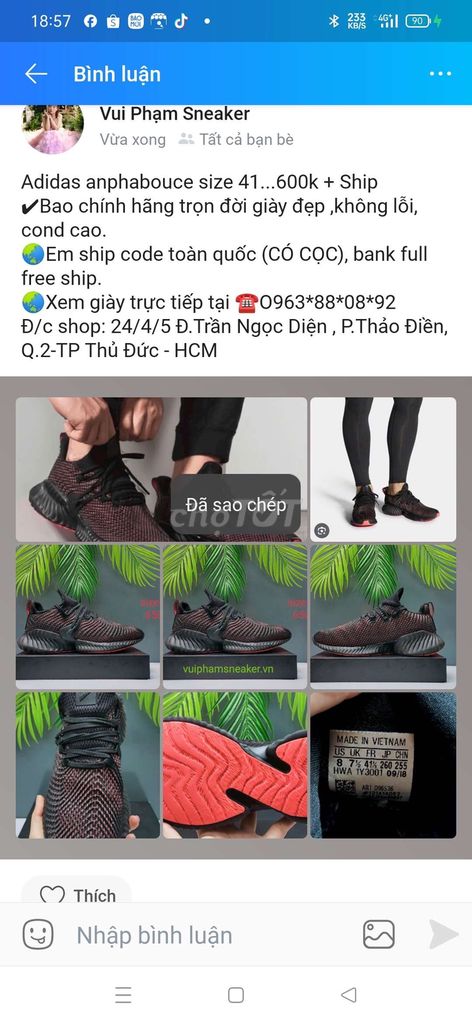 Giày Adidas anphabouce size 41 2hand chính hãng