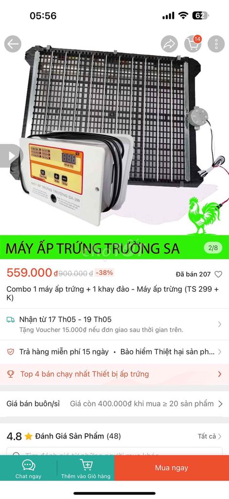 Máy ấp trứng Trường Sa TS 299 + K. Mua bán Phụ kiện, Thức ăn, Dịch vụ tại Huyện Lý Nhân Hà Nam được đăng bởi Quyết Trương hình 1