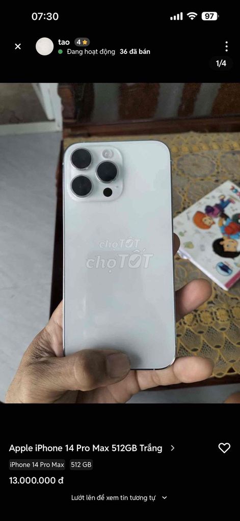 Apple iPhone 14 Pro Max 512GB Trắng Like New. Mua bán Điện thoại tại Quận Cái Răng Cần Thơ được đăng bởi tao hình 1