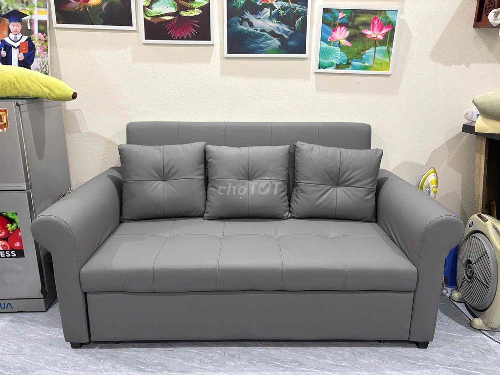 Ghế kiêm giường Da Xám mới. Mua bán Giường, chăn ga gối nệm tại Quận Tây Hồ Hà Nội được đăng bởi Quân Nguyễn  hình 1