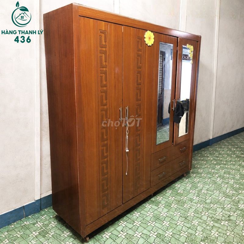 Tủ Quần Áo Gỗ Công Nghiệp 4 Cánh Nâu Cũ . Mua bán Tủ, kệ gia đình tại Quận Tân Phú Tp Hồ Chí Minh được đăng bởi Công Ty TNHH TM DV INKPRO hình 1