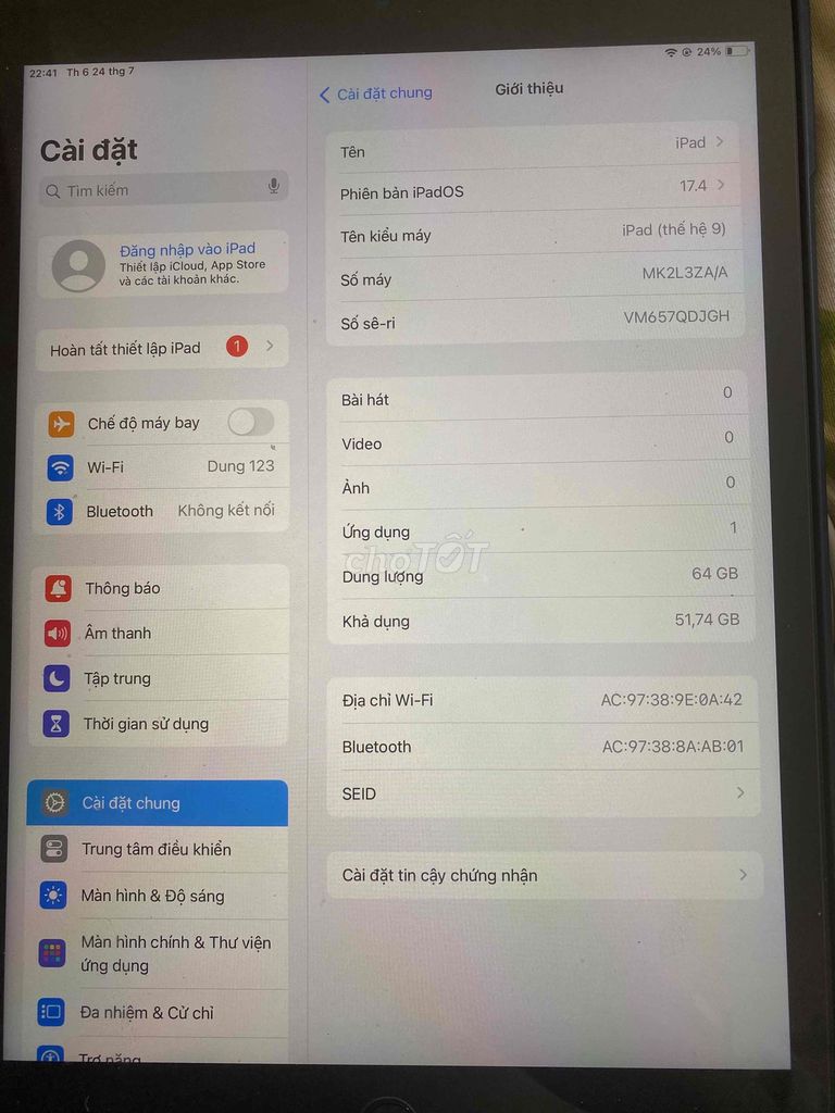 Apple iPad Gen 9 Wifi 64GB Bạc 99.9%. Mua bán Máy tính bảng tại Quận Tân Bình Tp Hồ Chí Minh được đăng bởi Nguyễn Tuấn hình 1