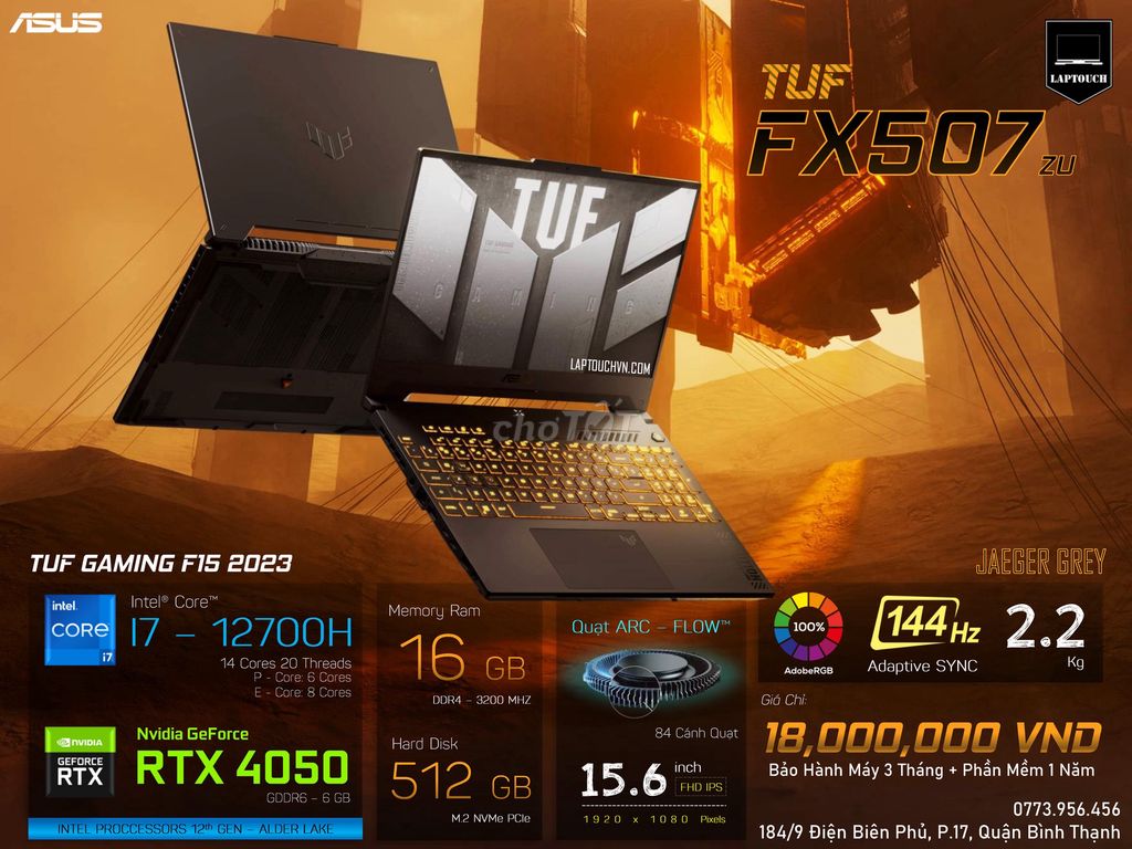 Asus TUF Gaming F15 2023 - FX507ZU. Mua bán Laptop tại Quận Bình Thạnh Tp Hồ Chí Minh được đăng bởi Cửa Hàng Máy Tính Laptouch VN hình 1