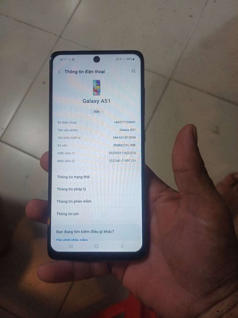 Samsung Galaxy A51 Đen. Mua bán Điện thoại tại Thành phố Thủ Đức Tp Hồ Chí Minh được đăng bởi Tuân lương hình 1