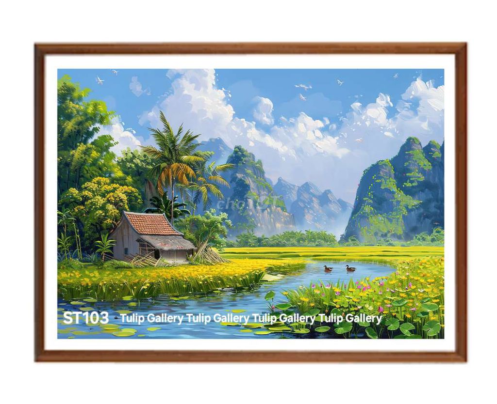 Tranh Sơn thủy quê hương treo tường nội thất