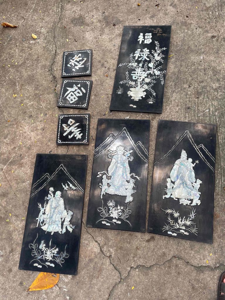 Tranh Gỗ Khảm Trai Phúc Lộc Thọ Đen 7 Tấm. Mua bán Đồ sưu tầm, đồ cổ tại Quận Bình Thạnh Tp Hồ Chí Minh được đăng bởi NGUYỄN VĂN HÀO hình 1