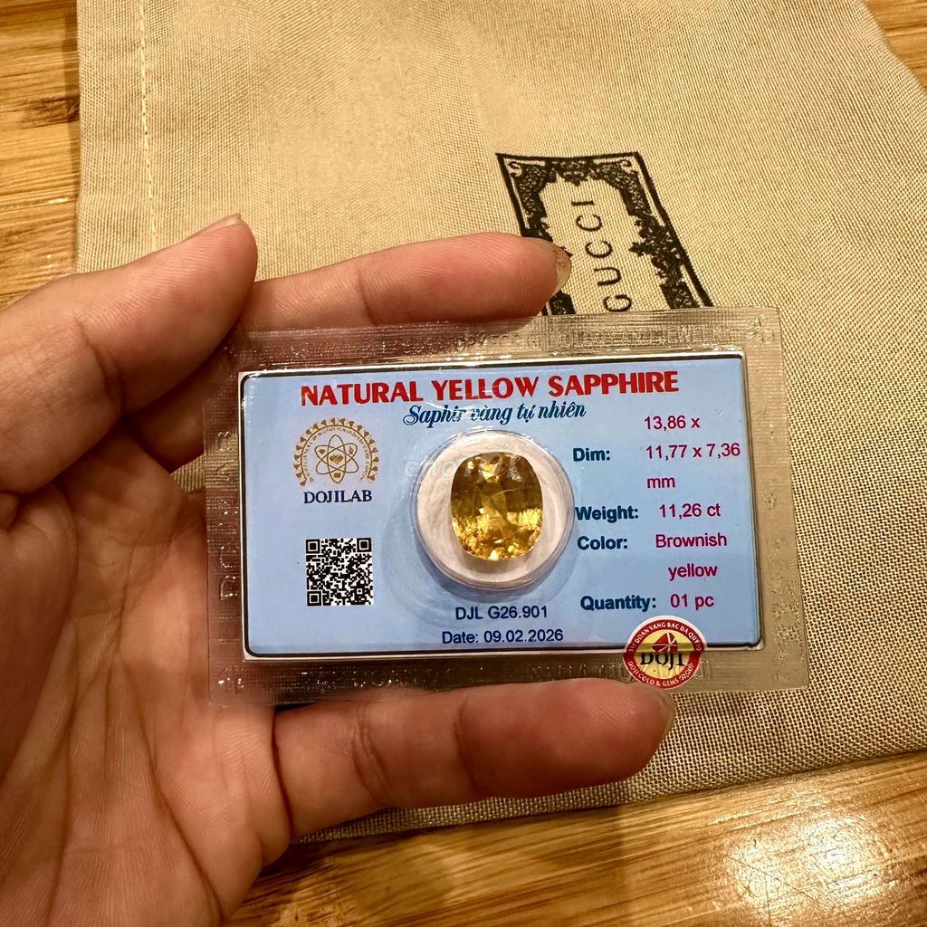 Sapphire vàng tự nhiên 11,26 carat rất hiếm. Mua bán Đồ sưu tầm, đồ cổ tại Thành phố Nha Trang Khánh Hòa được đăng bởi Rio Natural Gemstone Jewelry hình 1