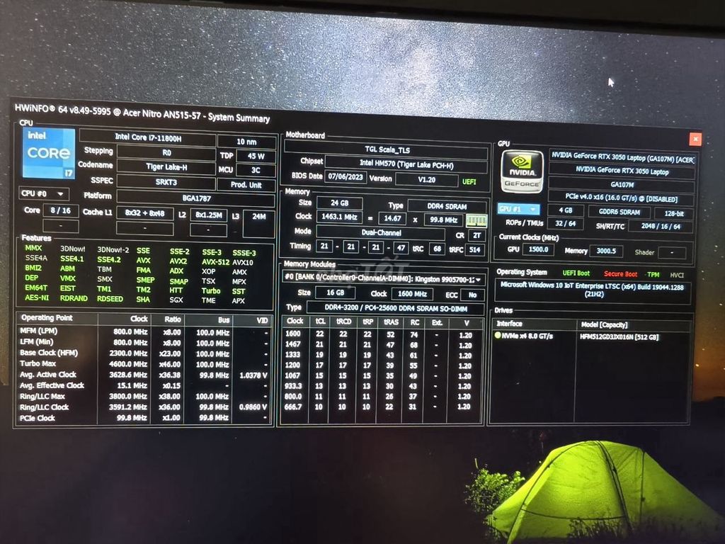 Acer Nitro AN515-57 i7-11800H RTX 3050 24GB/512GB. Mua bán Laptop tại Quận Tân Bình Tp Hồ Chí Minh được đăng bởi Thiên Vũ hình 1
