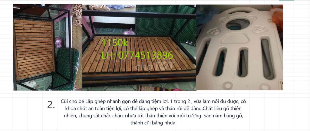 Cũi cho bé Gỗ Sắt Nhựa Nâu Đen Trắng. Mua bán Mẹ và bé tại Quận Cẩm Lệ Đà Nẵng được đăng bởi Lê Ngọc hình 1