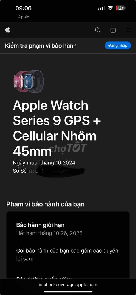 Apple Watch Series 9 GPS + Cellular Nhôm 45mm